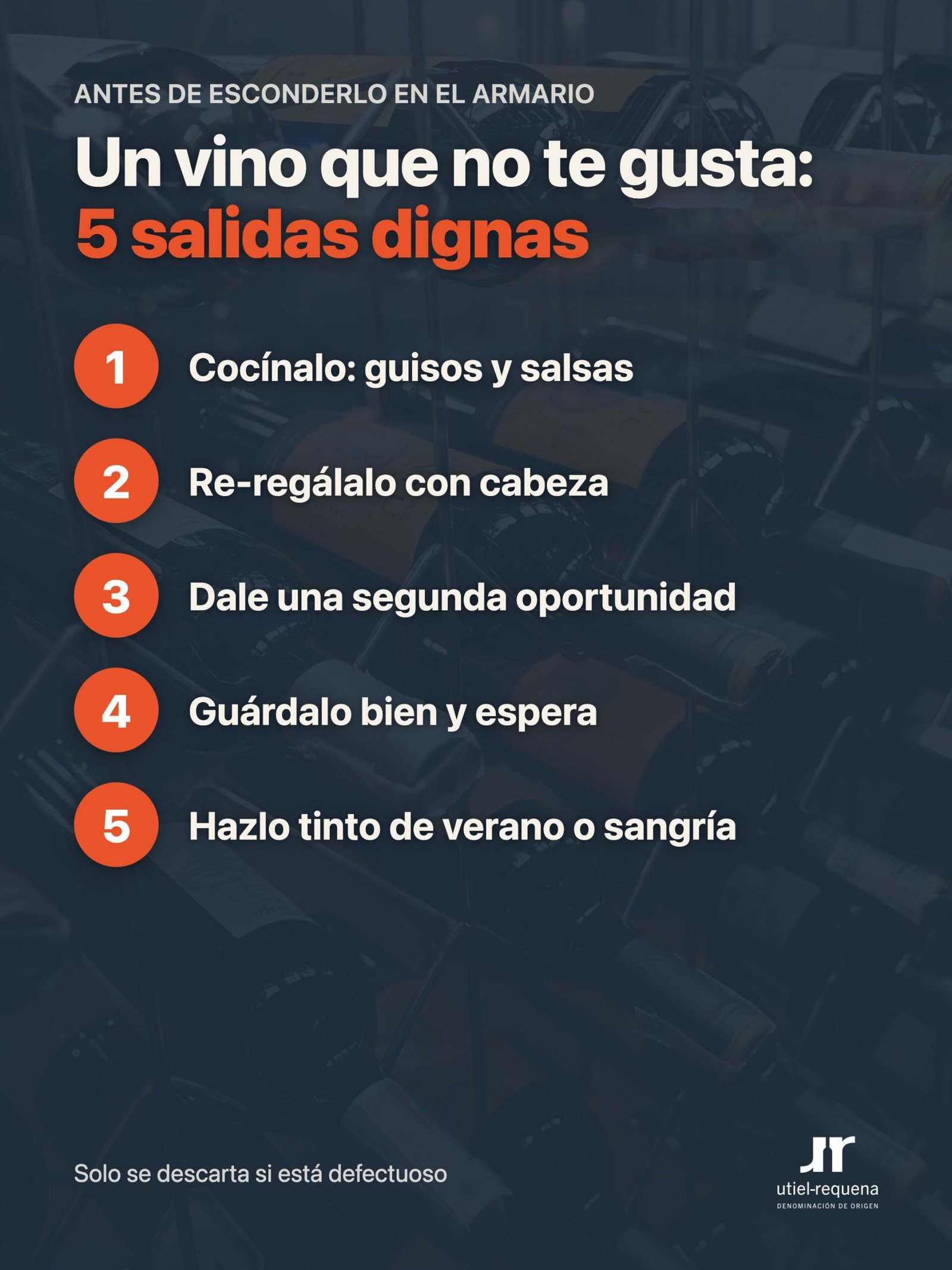 Cinco salidas para un vino que no te gusta: cocinarlo, re-regalarlo, apreciarlo, guardarlo o hacerlo tinto de verano — DO Utiel-Requena