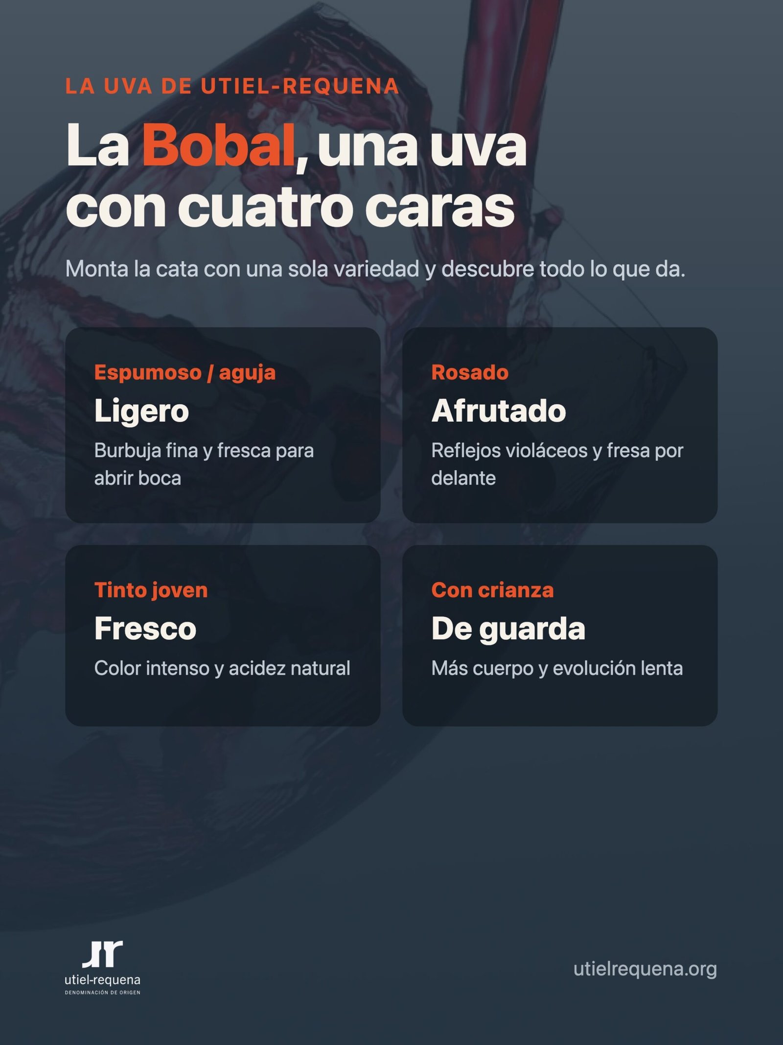 La Bobal de Utiel-Requena en cuatro estilos: espumoso, rosado, tinto joven y crianza