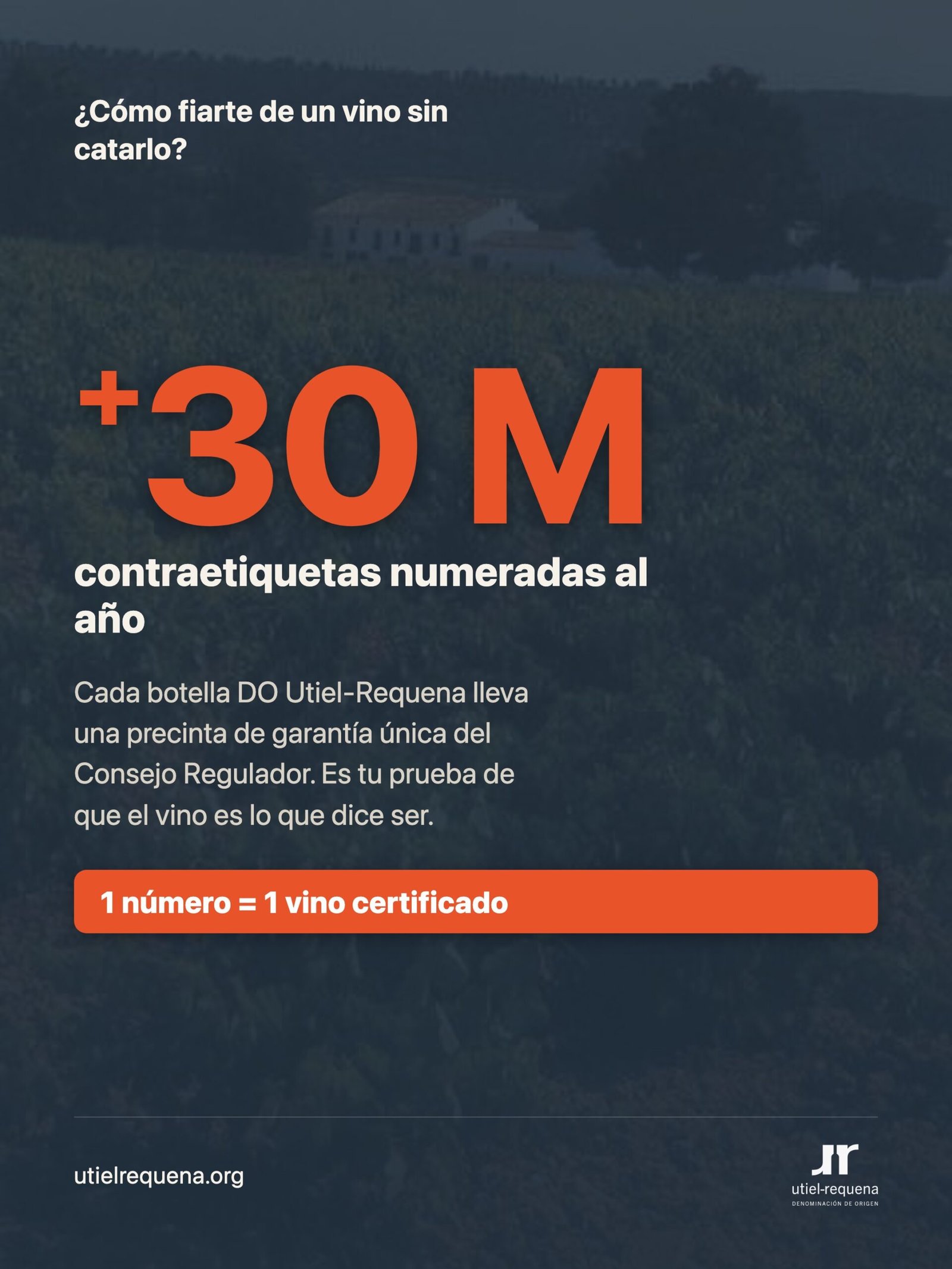 La contraetiqueta numerada de la DO Utiel-Requena garantiza que el vino es certificado al comprar online