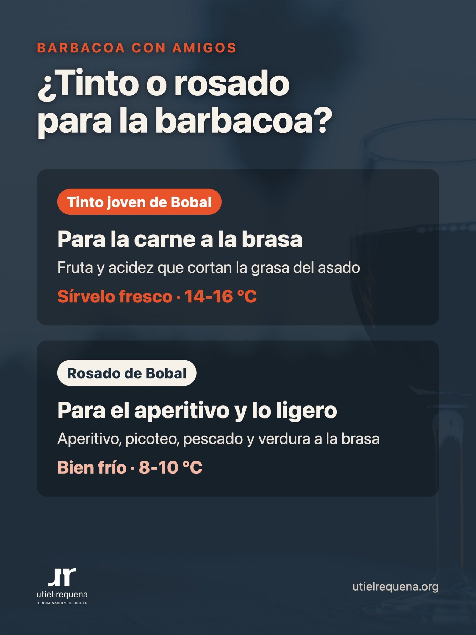Qué vino sacar para la barbacoa: tinto joven de Bobal para la carne y rosado de Bobal para lo ligero