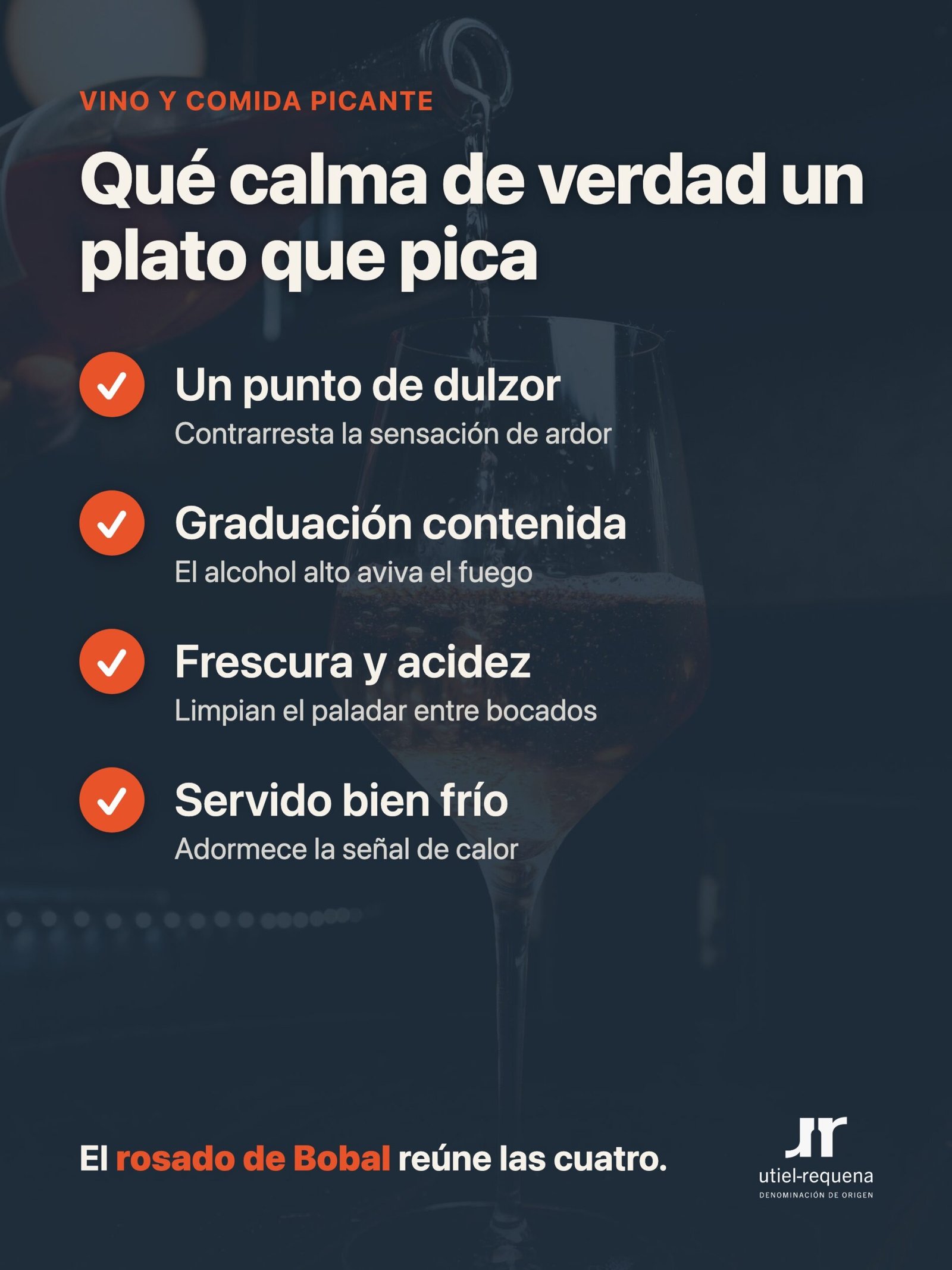Qué calma un plato picante: dulzor, graduación contenida, frescura y frío en el vino