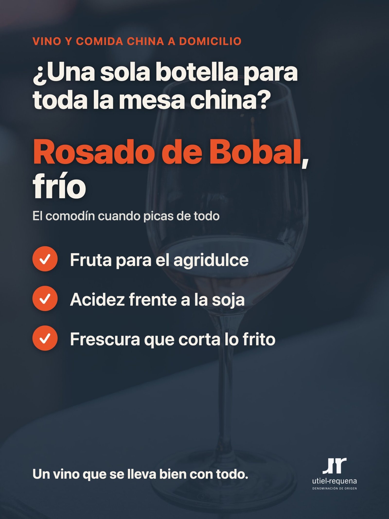 Una sola botella para toda la mesa china: rosado de Bobal frío, el comodín