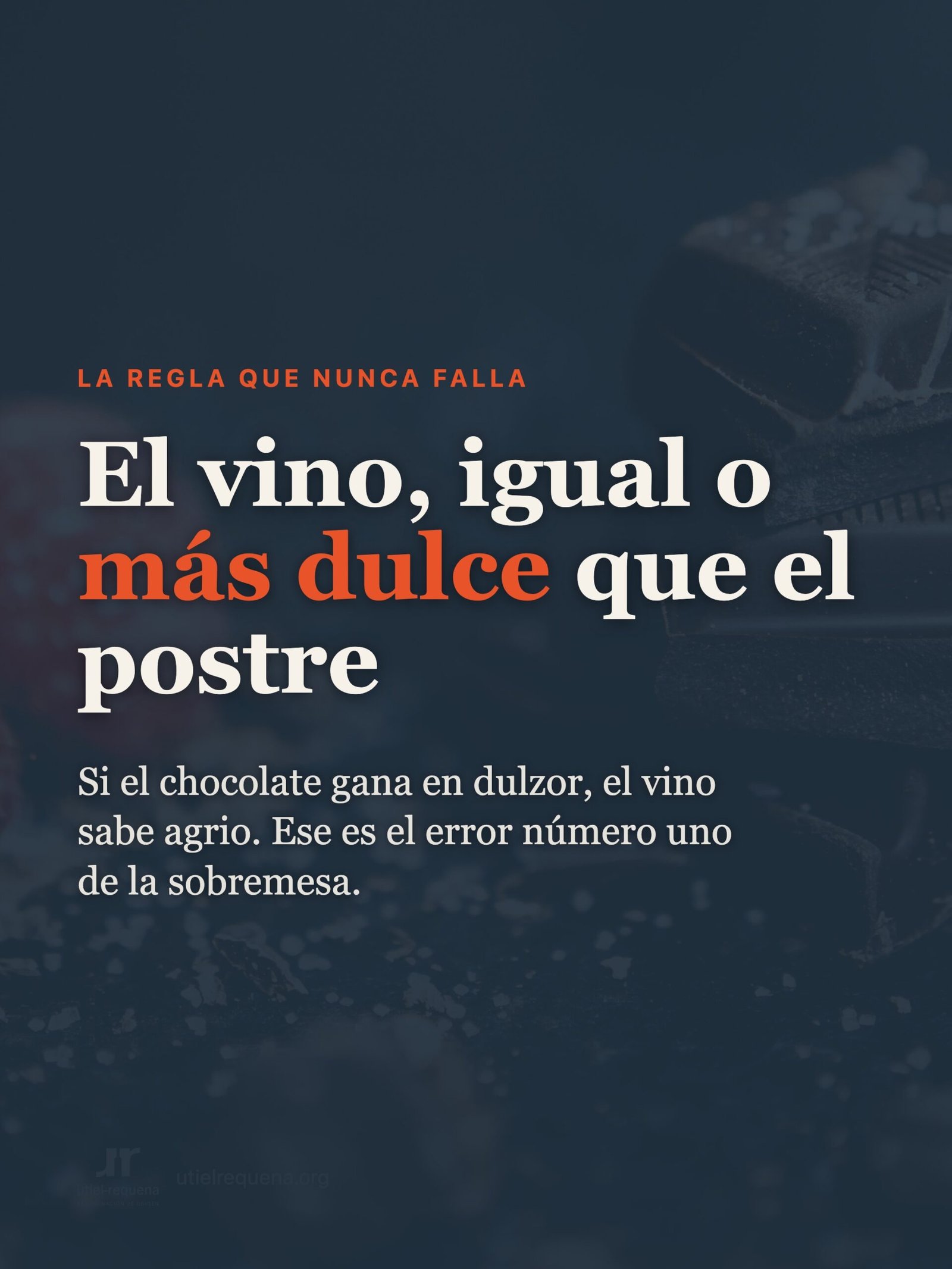 La regla del maridaje: el vino igual o más dulce que el postre de chocolate