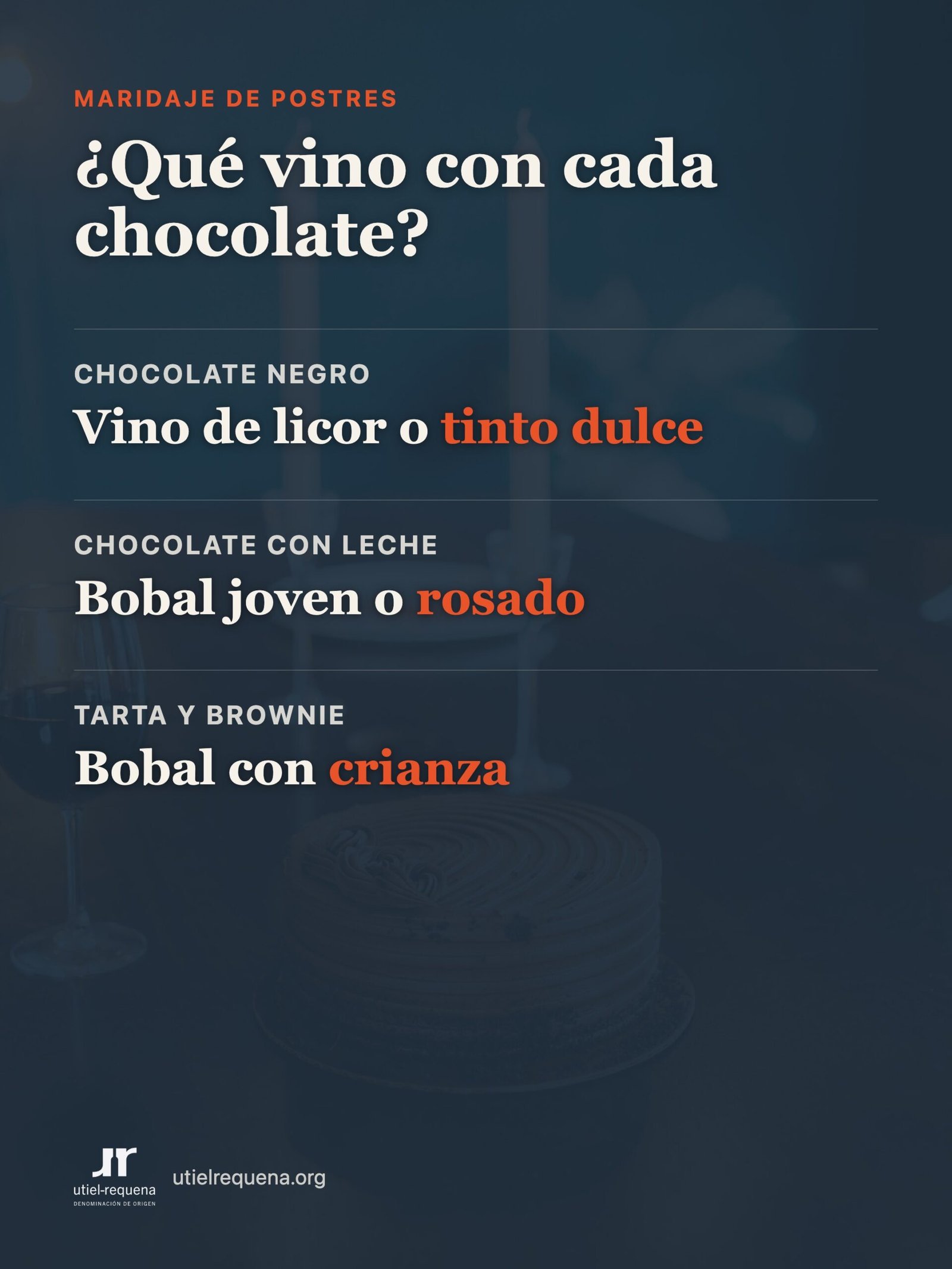 Qué vino tomar con cada postre de chocolate: negro, con leche y tarta